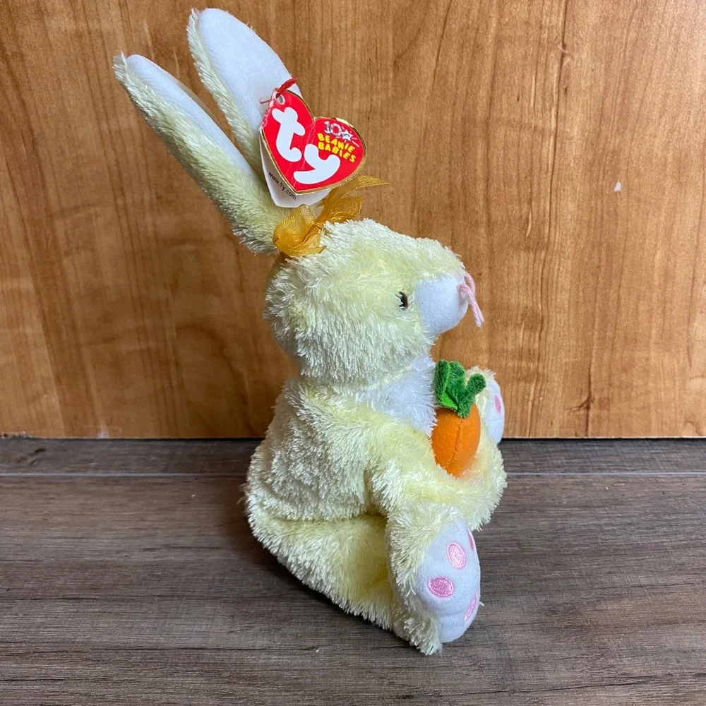 Ty Beanie Babies Nibblies Yellow Rabbit Bunny with Carrot‎ 2002 10th Anniversary